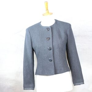 Talbots black wool textured knit blazer jacket 4P